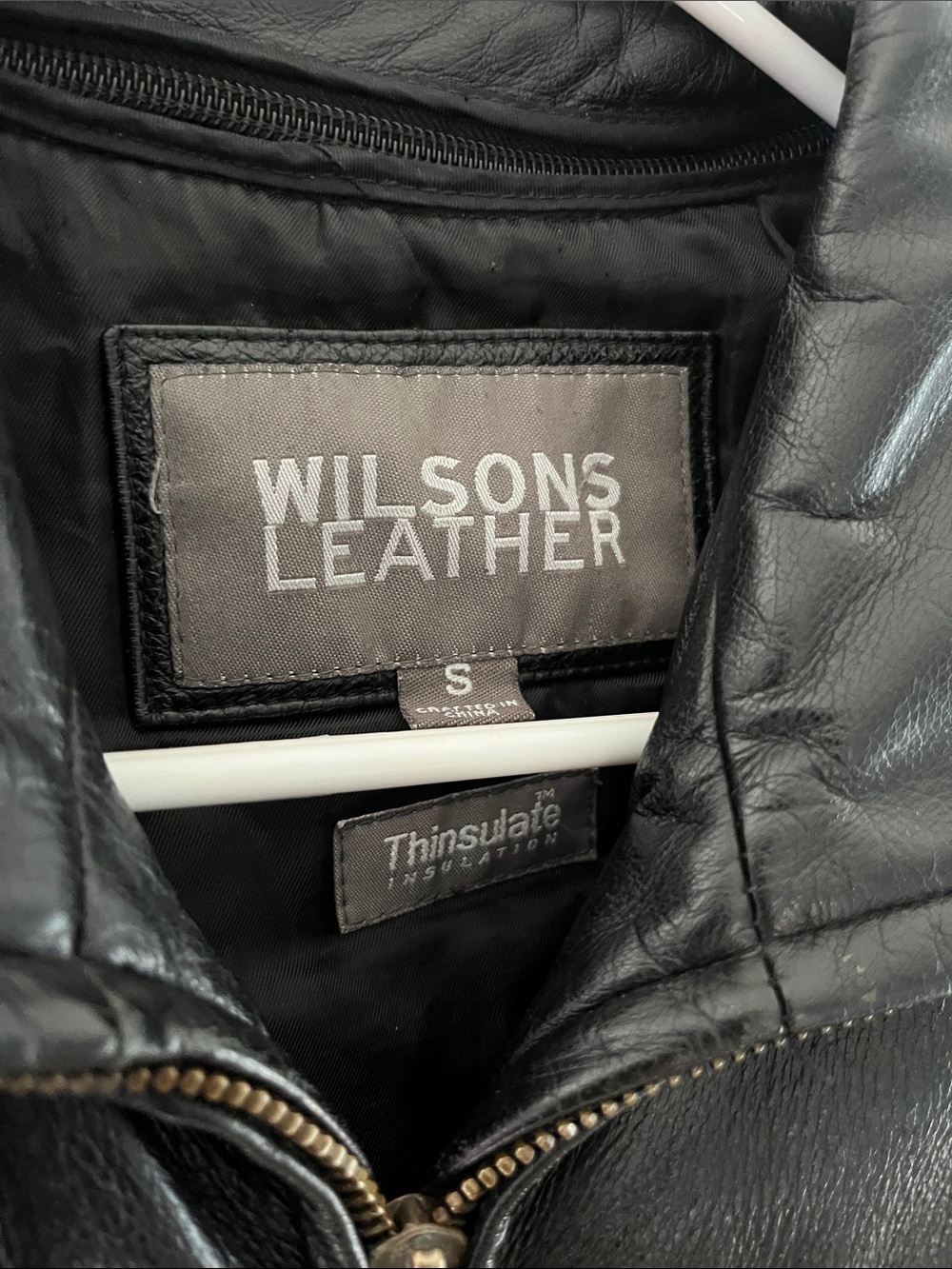 90s y2k leather Wilsons Black Women's Zip-Front Leather Jacket lined - Picture 2 of 10